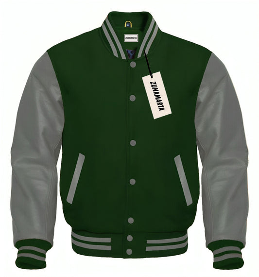 Dark Green Wool/Gray Leather