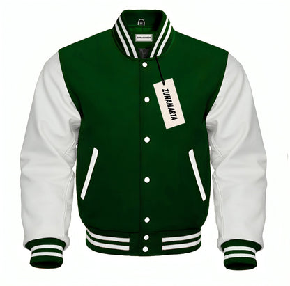 Dark Green Wool/White Leather