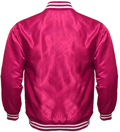 Satin Varsity Jacket Hot Pink