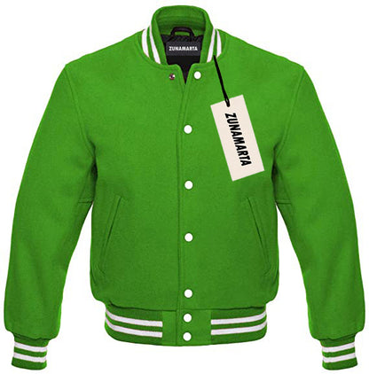 Kelly Green Melton Wool Varsity Jacket