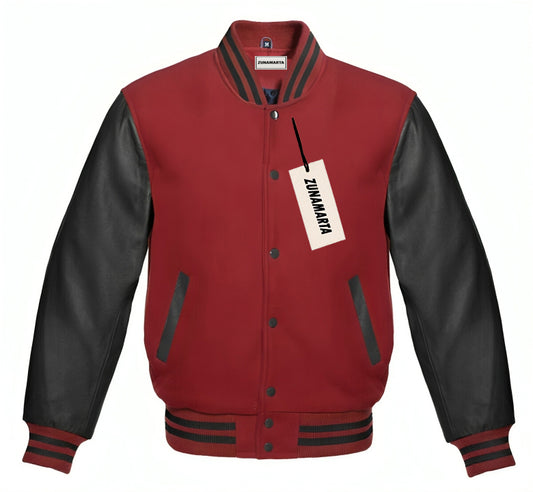 Maroon Wool/Black Leather