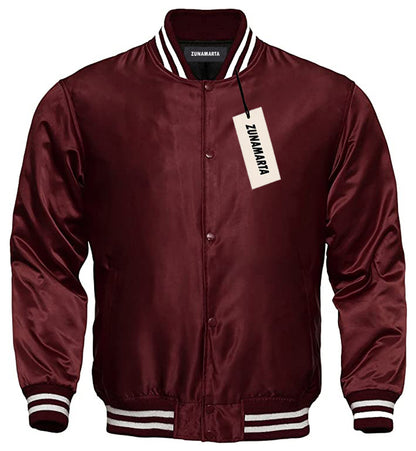 Satin Varsity Jacket Maroon