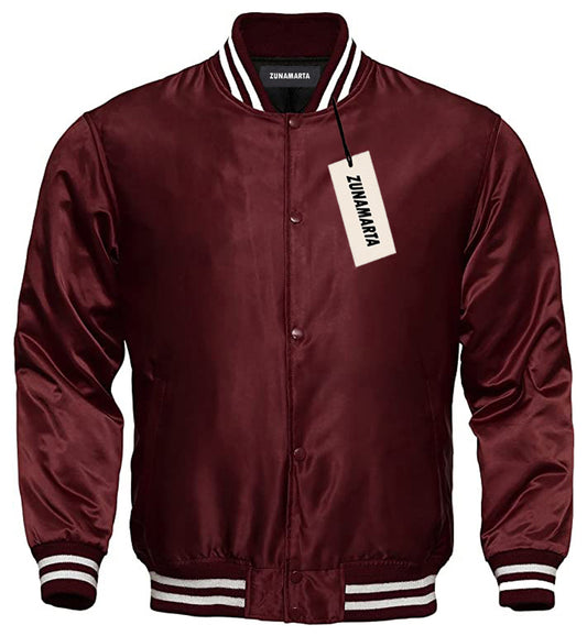Satin Varsity Jacket Maroon