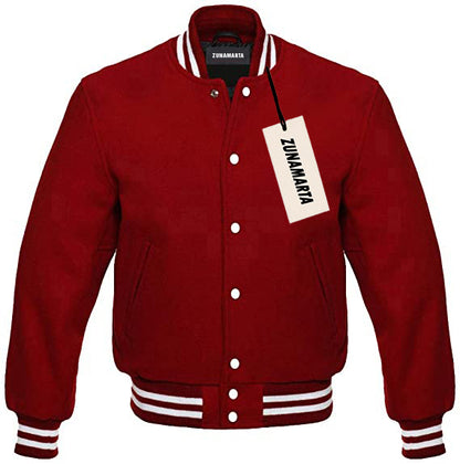 Maroon Melton Wool Varsity Jacket