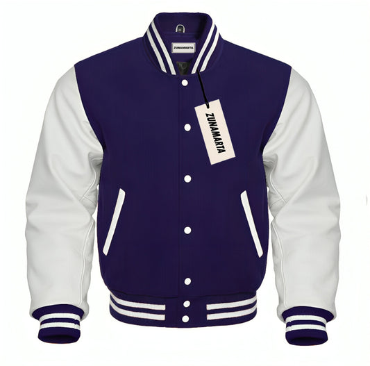Navy Blue Wool/White Leather