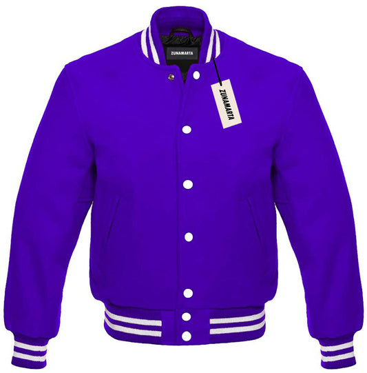 Purple Melton Wool Varsity Jacket