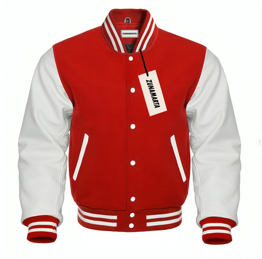 Red Wool/White Leather