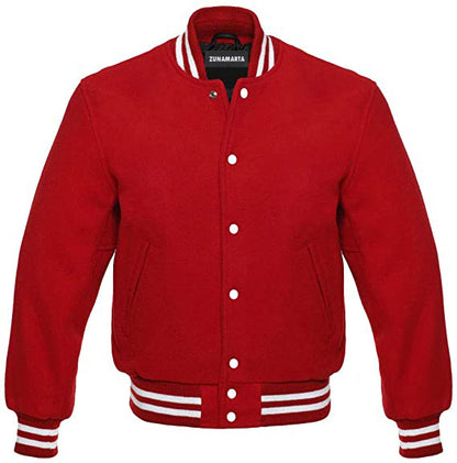 Red Melton Wool Varsity Jacket