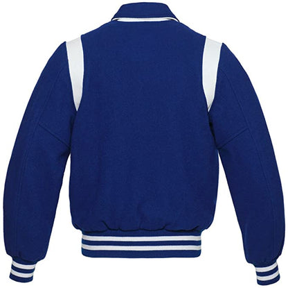 Royal Blue Wool/White Leather Retro Varsity Jacket
