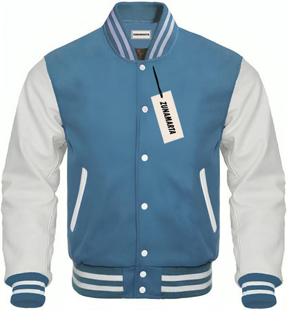 Light Blue Wool/White Leather