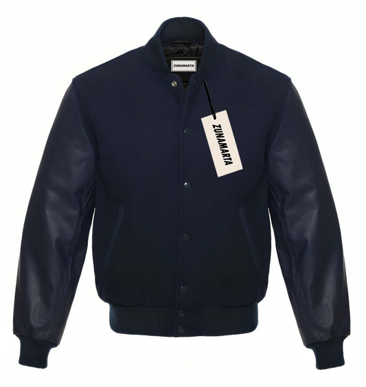 Navy Blue Wool/Navy Blue Leather