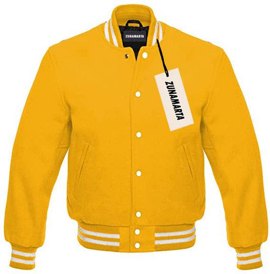 Yellow Melton Wool Varsity Jacket
